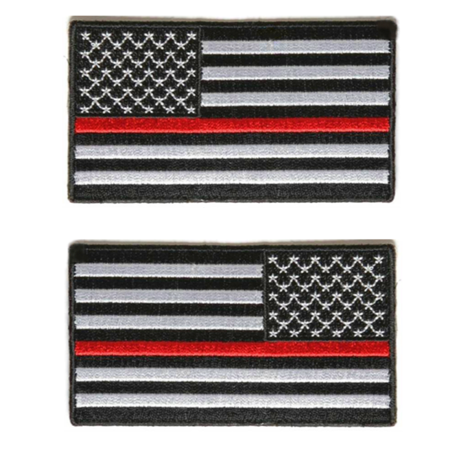 Fire Fighters' Heart American Flag embroidery patch Thin Red Line 